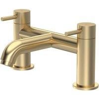 Round Minimalist Deck Mounted Bath Filler Tap - Brushed Brass - Balterley