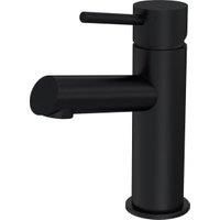 Round Mono Basin Mixer Tap & Push Button Waste - Matt Black - Balterley