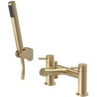 Round Minimalist Bath Shower Mixer Tap with Shower Kit - Brushed Brass - Balterl
