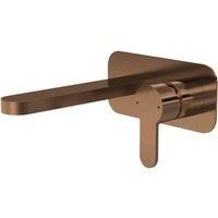 nuie Arvan Wall Mounted 2 Tap Hole Basin Mixer With Plate - Brushed Bronze