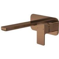 nuie Windon Wall Mounted 2 Tap Hole Basin Mixer With Plate - Brushed Bronze, Brown