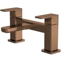 Nuie Windon Deck Mounted Bath Filler Tap Brushed Bronze Dual Lever Bathroom Tap
