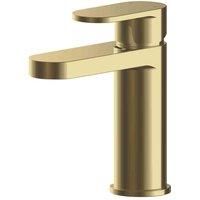 Nuie Binsey Basin Mono Mixer Tap with Push Button Waste Brushed Brass Lever Tap