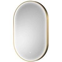 Nuie Columba Inset Frame LED Mirror Demist 800x500mm Brushed Brass Bathroom Gold