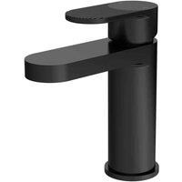 Nuie Cyprus Fluted Matt Black Basin Mixer Tap & Push Button Waste Single Lever