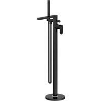 Nuie Cyprus Fluted Freestanding Bath Shower Mixer Tap with Shower Kit Matt Black