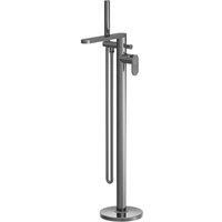 Nuie Cyprus Brushed Pewter Fluted Freestanding Bath Shower Mixer Tap + Kit