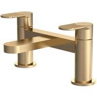 Nuie Cyprus Fluted Pillar Mounted Bath Filler Tap - Brushed Brass