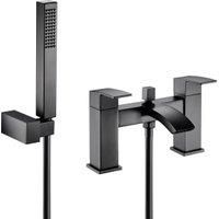 Contemporary Bath Shower Mixer Tap with Shower Kit - Matt Black