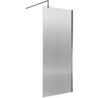 nuie Fluted Wetroom Screen - 1850x900mm - Silver, Silver