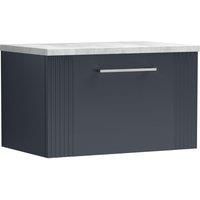 1 Drawer Wall Hung Bathroom Vanity Basin Unit Grey Laminate Worktop, 600mm