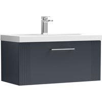 Wall Hung 1 Drawer Bathroom Vanity Basin Unit, Thin-Edge 800mm, Dark Grey