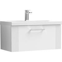 Wall Hung 1 Drawer Bathroom Vanity Basin Unit, Thin-Edge 800mm, Satin White
