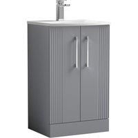 Floor Standing 2 Door Bathroom Vanity Basin Unit, Curved 500mm, Satin Grey
