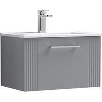 Retro 1 Drawer Wall Hung Vanity Unit with Minimalist 1 Tap Hole Ceramic Basin