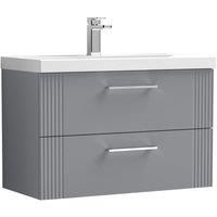 Wall Hung 2 Drawers Bathroom Vanity Basin Unit, Thin-Edge 800mm, Satin Grey
