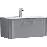 Retro 1 Drawer Wall Hung Vanity Unit with Minimalist 1 Tap Hole Ceramic Basin