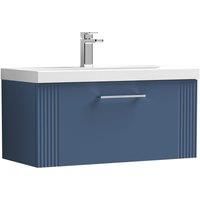 Wall Hung 1 Drawer Bathroom Vanity Basin Unit, Thin-Edge 800mm, Satin Blue