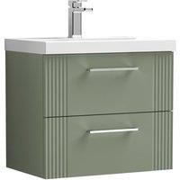 Retro 2 Drawer Wall Hung Vanity Unit with 1 Tap Hole Ceramic Basin - Colour/Size