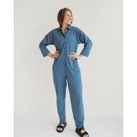 Shana Blue Collared Jumpsuit