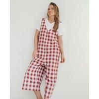 Grace Red Check Print Reversible Wide Leg Jumpsuit