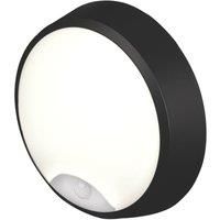 4lite Pylus Outdoor Round LED Wall & Ceiling Bulkhead With PIR Sensor Black 12.5W 1100lm (372VH)