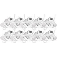 4lite Marsonia Indoor Downlight (White) Pack of 10 Adjustable 600lm Cool White LED Integrated Spotlight with IP20 Rating- 4L1/2220/4X10-4yr Guarantee