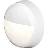 4lite Pylus Outdoor Round LED Bulkhead with Eyelid Cover White 12W 660lm (572VH)