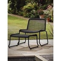 Crossland Grove Mutterton Lounge Chair with Footstool Black