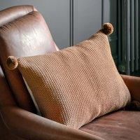 Moss Stitch PomPom 40cm x 60cm Filled Boudoir Tan