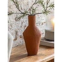 Gallery Zahara Ribbed Cast Metal Vase Terracotta
