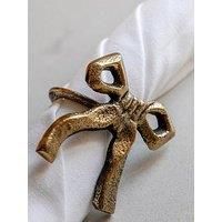 Gallery Direct Tie Napkin Ring-Antq. Gold - Pk 4