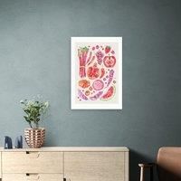 East End Prints Red Harvest Of Fruit & Vegetables Framed Print