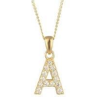 The Love Collection 9Ct Gold Cubic Zirconia Initial Pendant