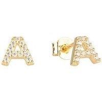 The Love Collection 9Ct Gold Cubic Zirconia Initial Stud Earrings