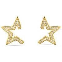 The Love Collection Gold Plated Sterling Silver Star Burst Cz Studs