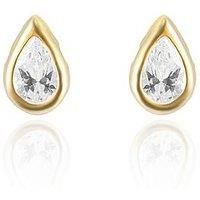 The Love Collection Gold Plated 4X6Mm Cubic Zirconia Tear Shape Earrings With Bauble Box