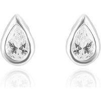 The Love Collection Sterling Silver 4X6Mm Cubic Zirconia Tear Shape Earrings With Bauble Box