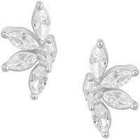 The Love Collection Sterling Silver Cz Half Flower Studs