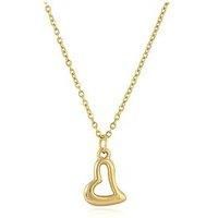 The Love Collection Gold Plated Stainless Steel Curved Heart Pendant Necklace