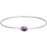 Seol + Gold Sterling Amethyst Cz Bangle - Silver