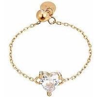 Seol + Gold 18Ct Gold Vermeil Cz Heart Adjustable Chain Ring