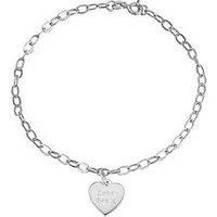 The Love Collection Personalised Sterling Silver Bracelet With Heart Charm