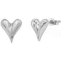 The Love Collection Sterling Silver Domed Heart Stud Earrings