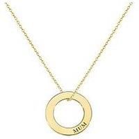The Love Collection Gold Plated Sterling Silver Disc Mum Pendant Necklace