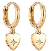 Seol + Gold Cz Heart Charm Hoops