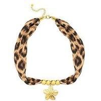 V By Very Fabric Necklace With Gold Plated Flower Pendant