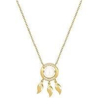 V By Very Gold Plated Pearl Cz Dream Catcher Pendant