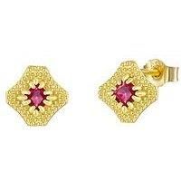 V By Very Gold Plated Sterling Silver Elegant Ruby Cz Studs