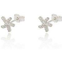 V By Very Sterling Silver Pave Set Cz Starfish Stud Earrings
